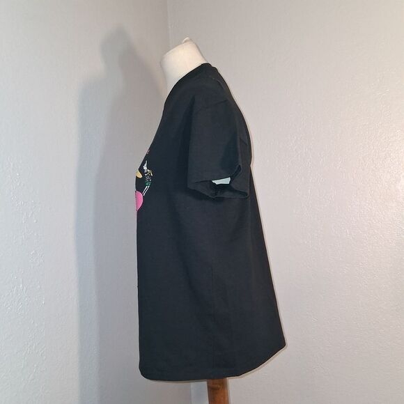 Brisco Brands Black T-Shirt with Skeleton Flamingo Print Size Large - Picture 3 of 7